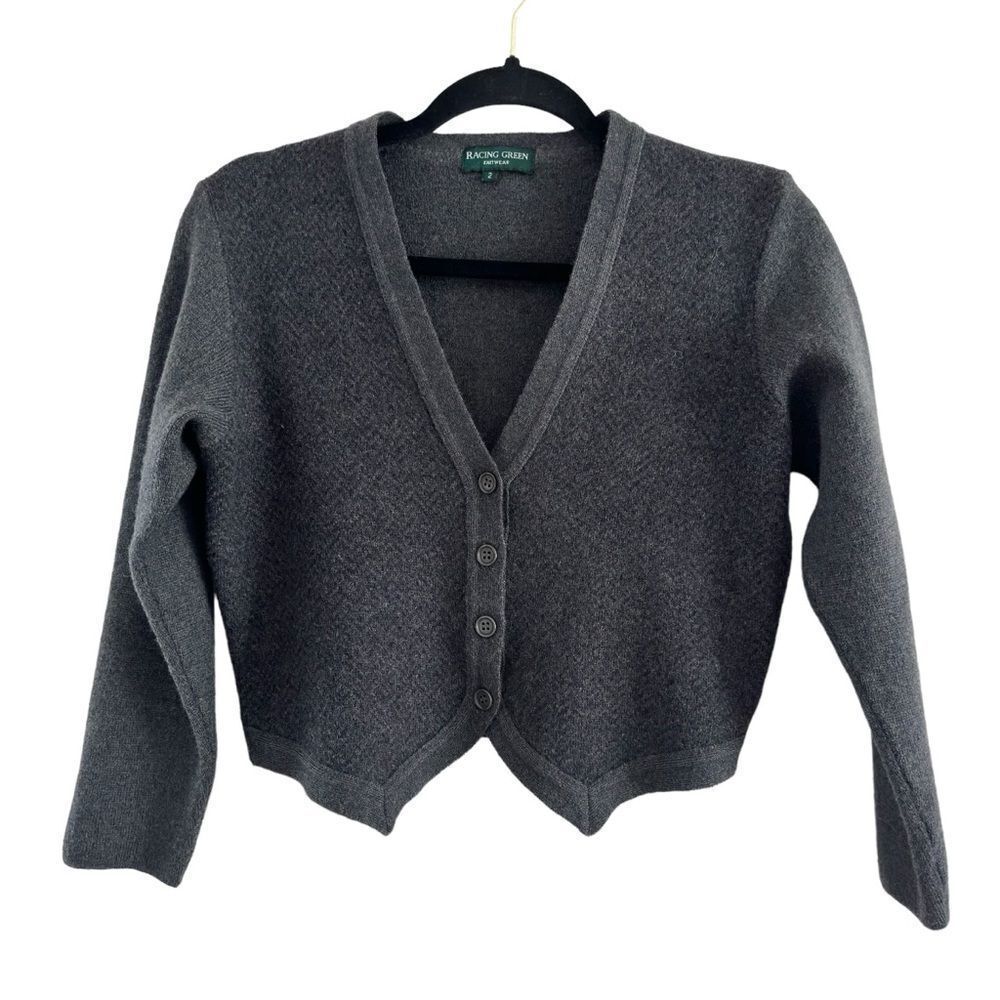 Racing Green British Wool Cardigan Sweater Gray Women’s Size 2 XS